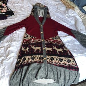 Long sleeve dress with hood, reindeer/Christmas vibes
